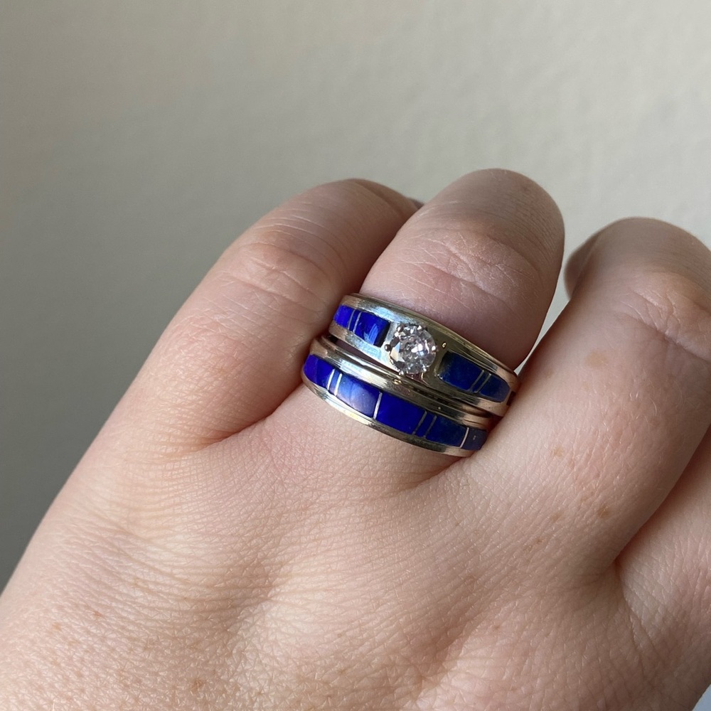 Wilbert muskett navajo ring 925 lapis/silver, size 10